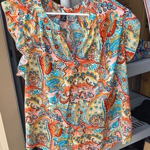 SHEIN Vibrant Paisley Print Blouse
